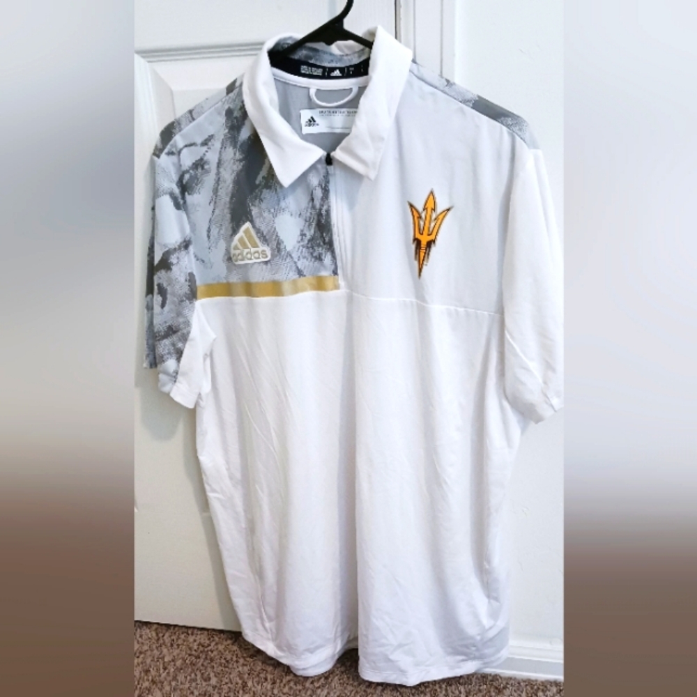 Adidas White Arizona State SUN Devils Aeroready Quarter Zip Polo